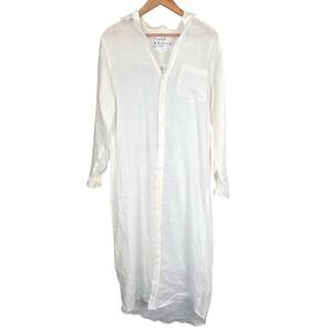 Frank & Eileen Rory 100% Linen Maxi Shirt Dress White Small Italy USA Designer